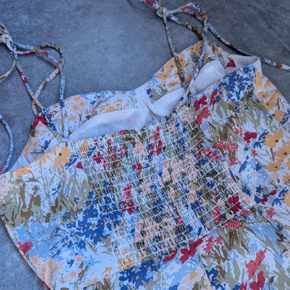 CIDER Ditsy Floral Dress Size Medium Tie Straps Spring Flower Print Flowy Airy - Picture 6 of 11